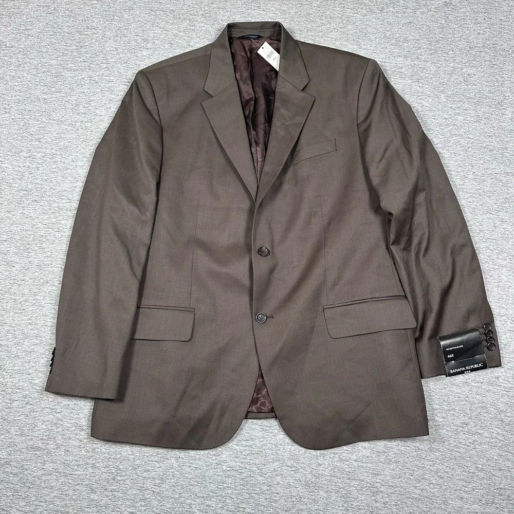 Banana Republic Blazer Mens Size 46R Brown Wool  Two Button City Jacket NEW